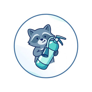 spark 101 - raccoon with fire extinguisher tiny
